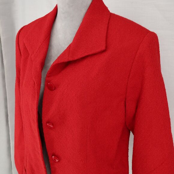 Coldwater Creek Jacket Womens Large Red Tweed Lined Blazer Pockets Career - Picture 14 of 16